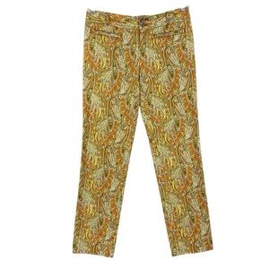 Cartonnier Anthropologie Persimmon Paisley Retro Print Crop Pant Size 2